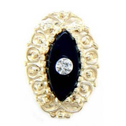 A1609 14K MARQUISE ONYX DIAMOND FILIGREE SLIDE 